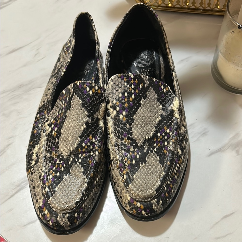 Vince Camuto Women's Snakeskin Loafers - Black and Purple